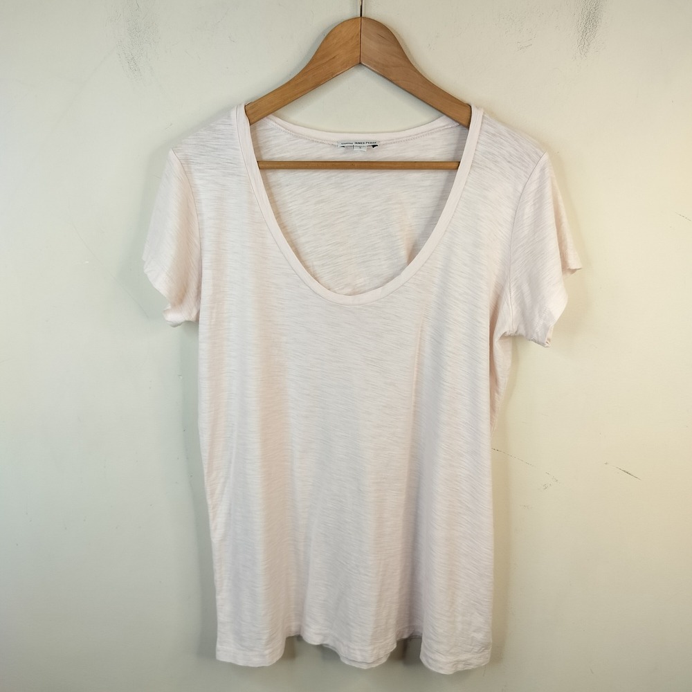 James Perse Scoop Neck Tee 3 / Large Womens Cotton Modal Knit Casual Pink